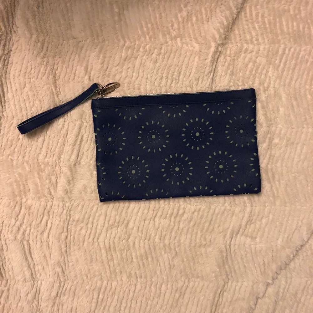 Blue and green clutch.